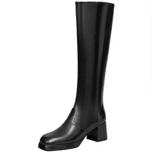 NWOT Knee High Boots - Chunky Heel, Platform, Square Toe with Side Zipper